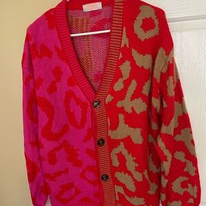 Bold Red and Pink Women's Cardigan